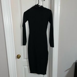 Midi long sleeve black dress